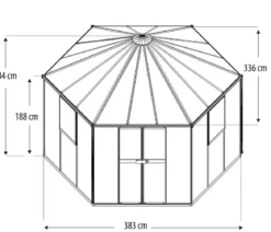 Vitavia Gewächshaus Luna 9000, inkl. Stahlfundamentrahmen, ca. B383/H283/T331 cm