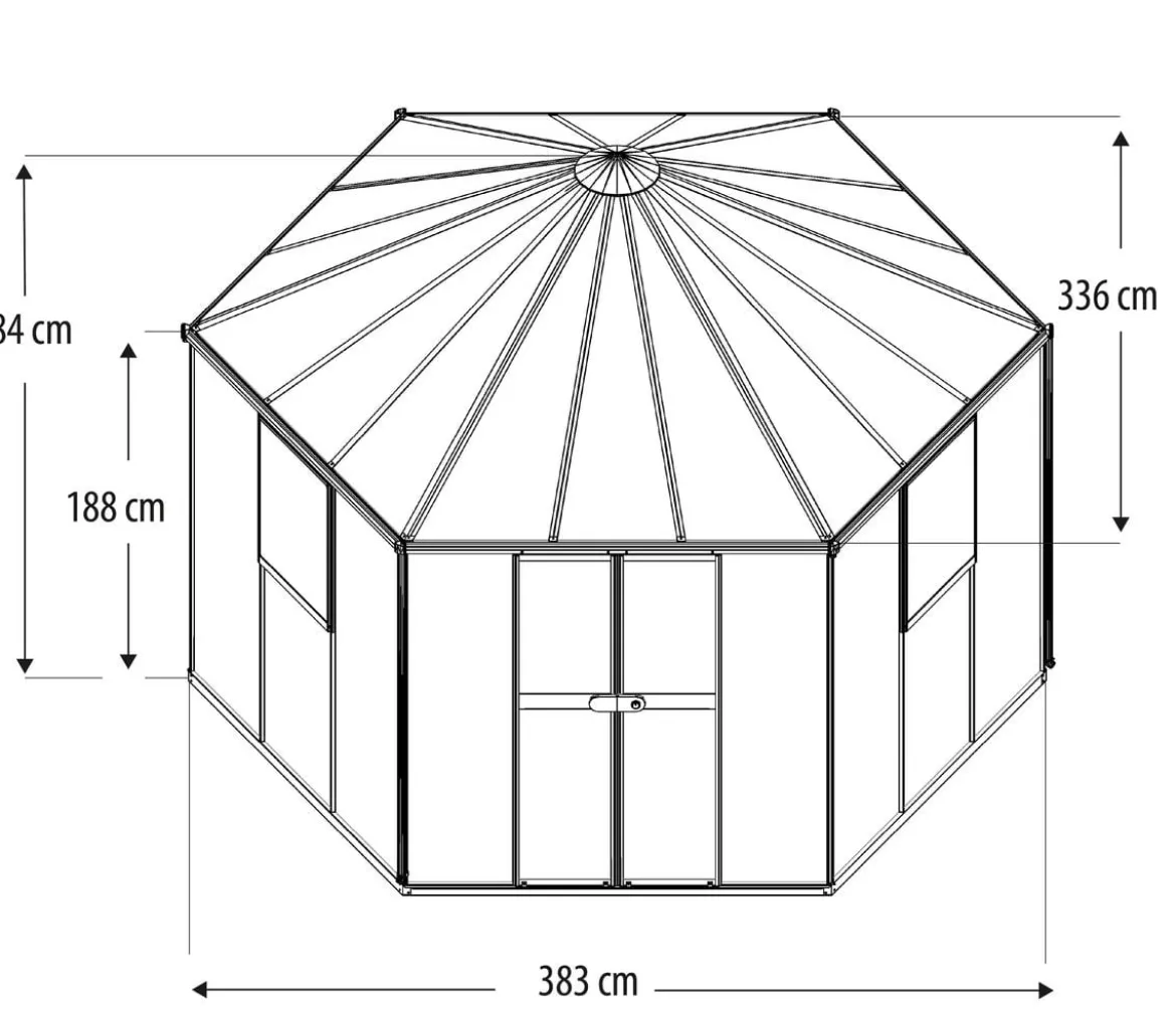 Vitavia Gewächshaus Luna 9000, inkl. Stahlfundamentrahmen, ca. B383/H283/T331 cm