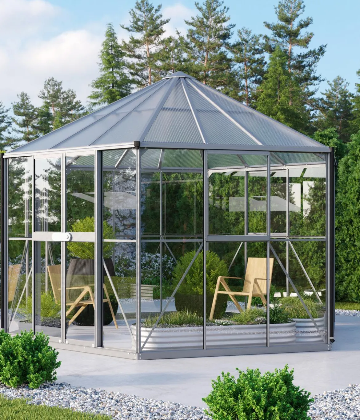 Vitavia Gewächshaus Luna 9000, inkl. Stahlfundamentrahmen, ca. B383/H283/T331 cm