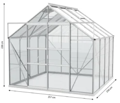 Vitavia Gewächshaus Neptun Plus 6700 ESG, inkl. Stahlfundamentrahmen, ca. B257/H238/T258 cm