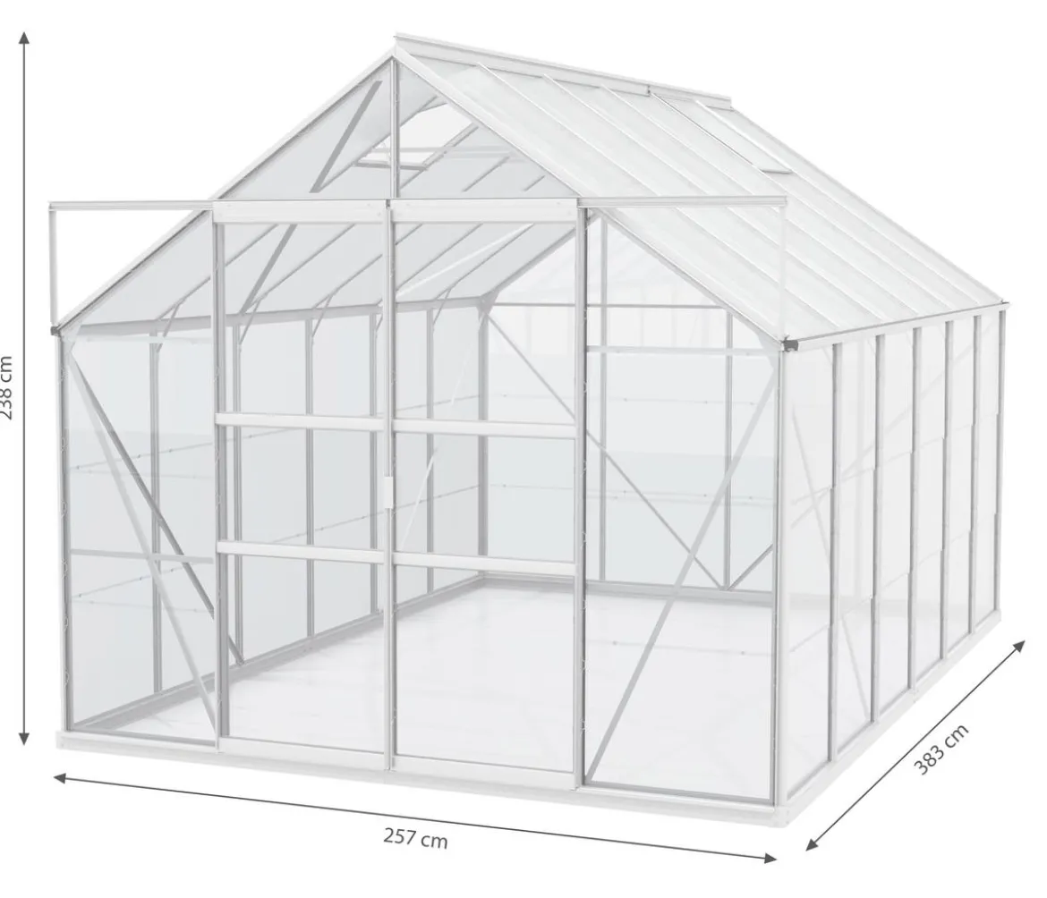 Vitavia Gewächshaus Neptun Plus 9900 ESG/HKP, inkl. Stahlfundamentrahmen, ca. B257/H238/T383 cm