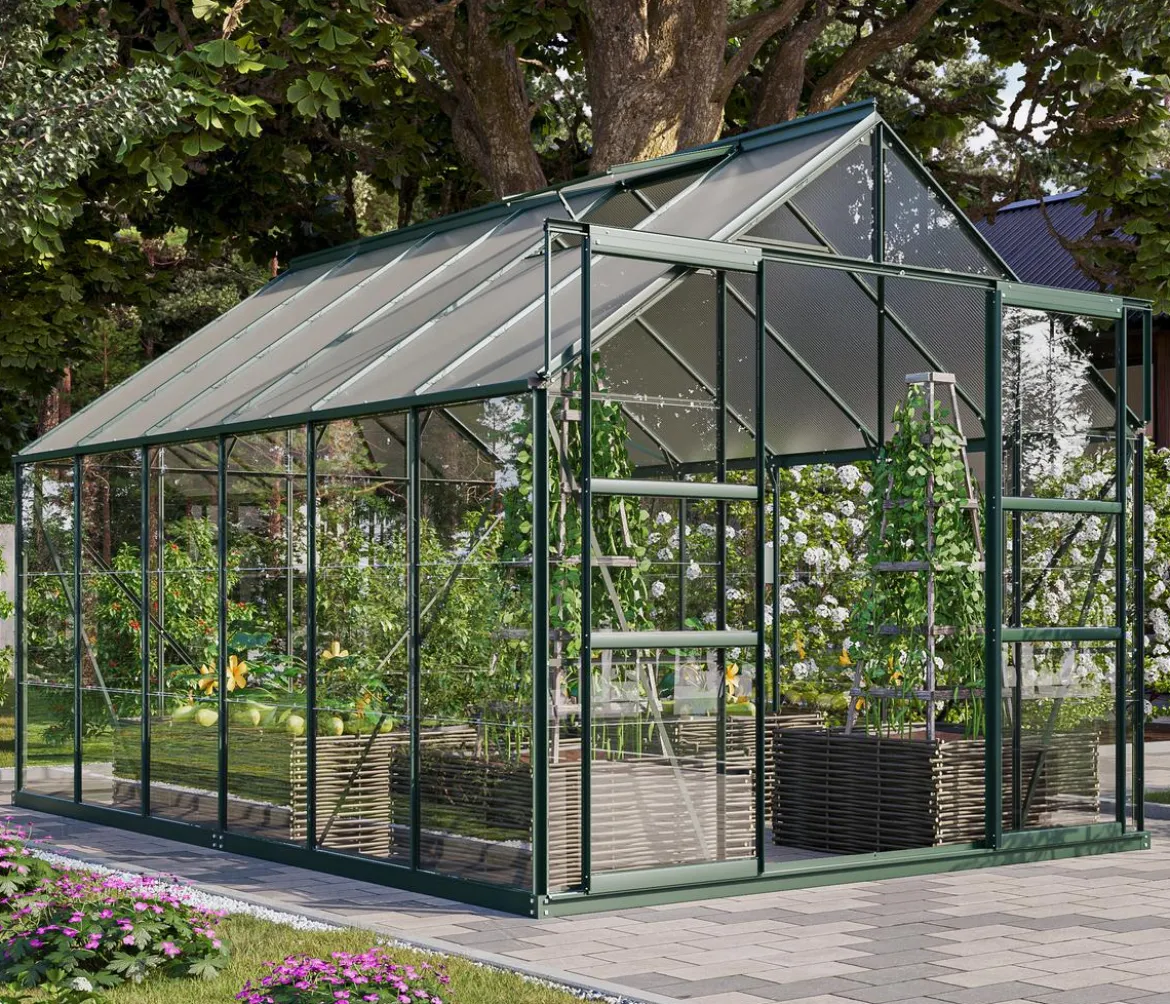 Vitavia Gewächshaus Neptun Plus 9900 ESG/HKP, inkl. Stahlfundamentrahmen, ca. B257/H238/T383 cm