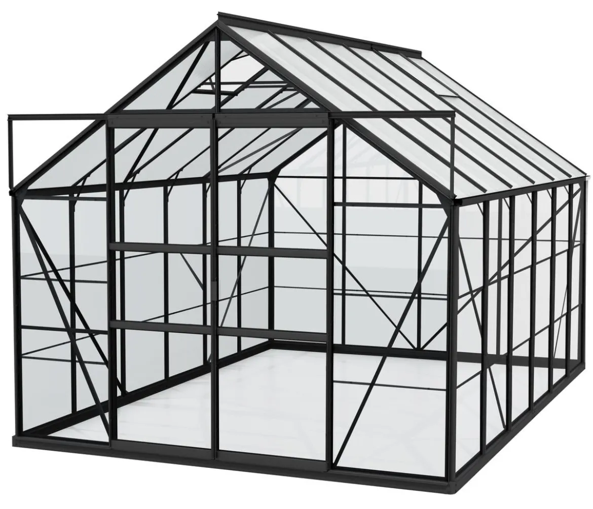 Vitavia Gewächshaus Neptun Plus 9900 ESG/HKP, inkl. Stahlfundamentrahmen, ca. B257/H238/T383 cm