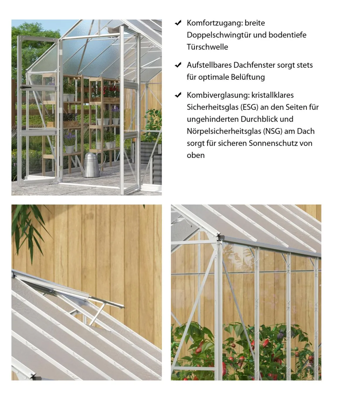 Vitavia Gewächshaus Orbit 9900, ESG/NSG, inkl. Stahlfundamentrahmen
