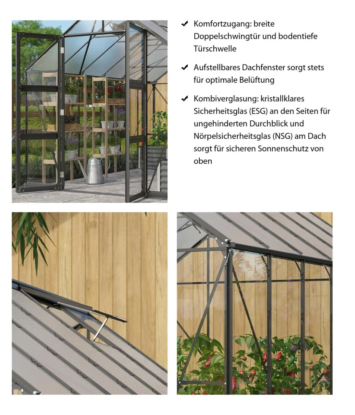 Vitavia Gewächshaus Orbit 9900, ESG/NSG, inkl. Stahlfundamentrahmen