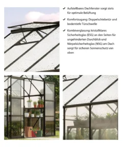 Vitavia Gewächshaus Phönix 11500 ESG/NSG, inkl. Stahlfundamentrahmen, ca. B257/H254/T448 cm