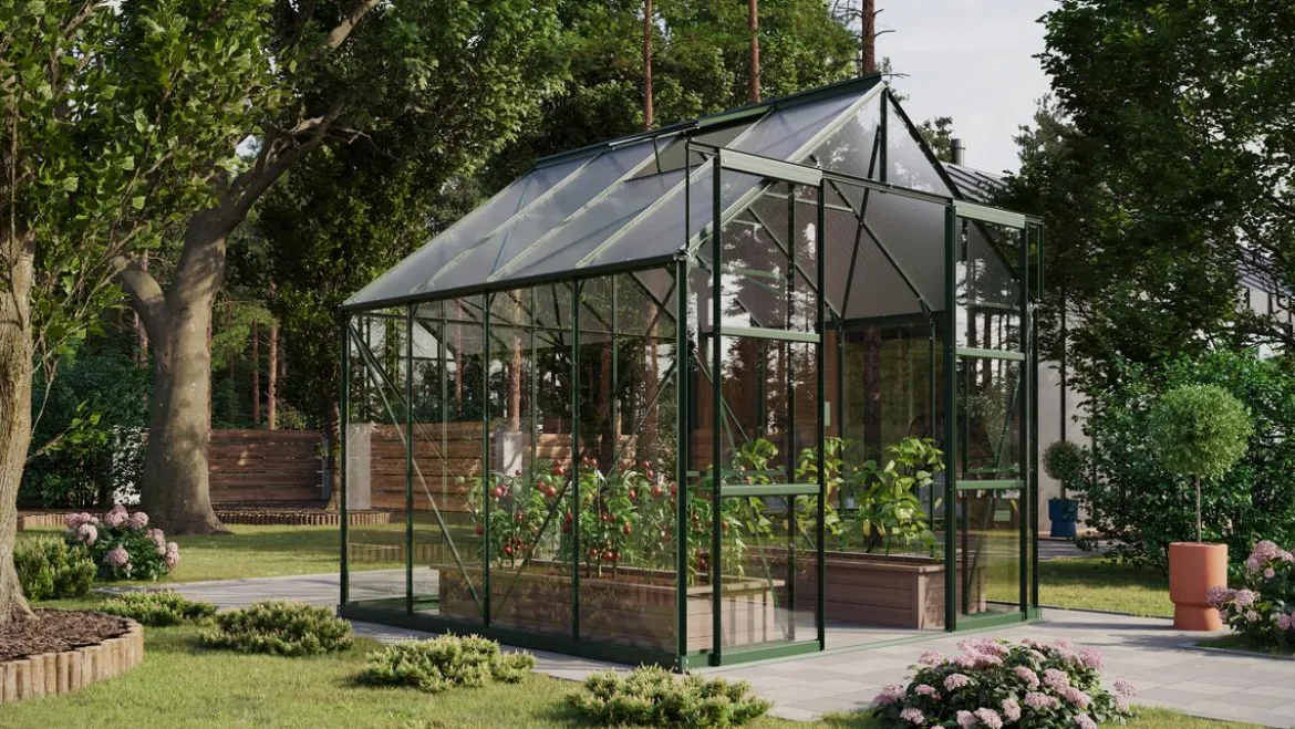 Vitavia Gewächshaus Phönix 6700 ESG/HKP, inkl. Stahlfundamentrahmen, ca. B257/H254/T261 cm