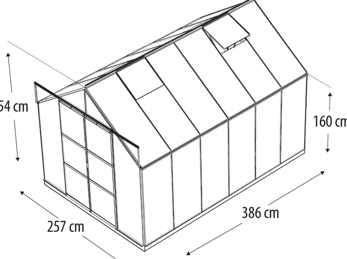 Vitavia Gewächshaus Phönix 9900 ESG/NSG, inkl. Stahlfundamentrahmen, ca. B257/H254/T386 cm
