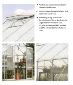 Vitavia Gewächshaus Phönix 9900 ESG/NSG, inkl. Stahlfundamentrahmen, ca. B257/H254/T386 cm