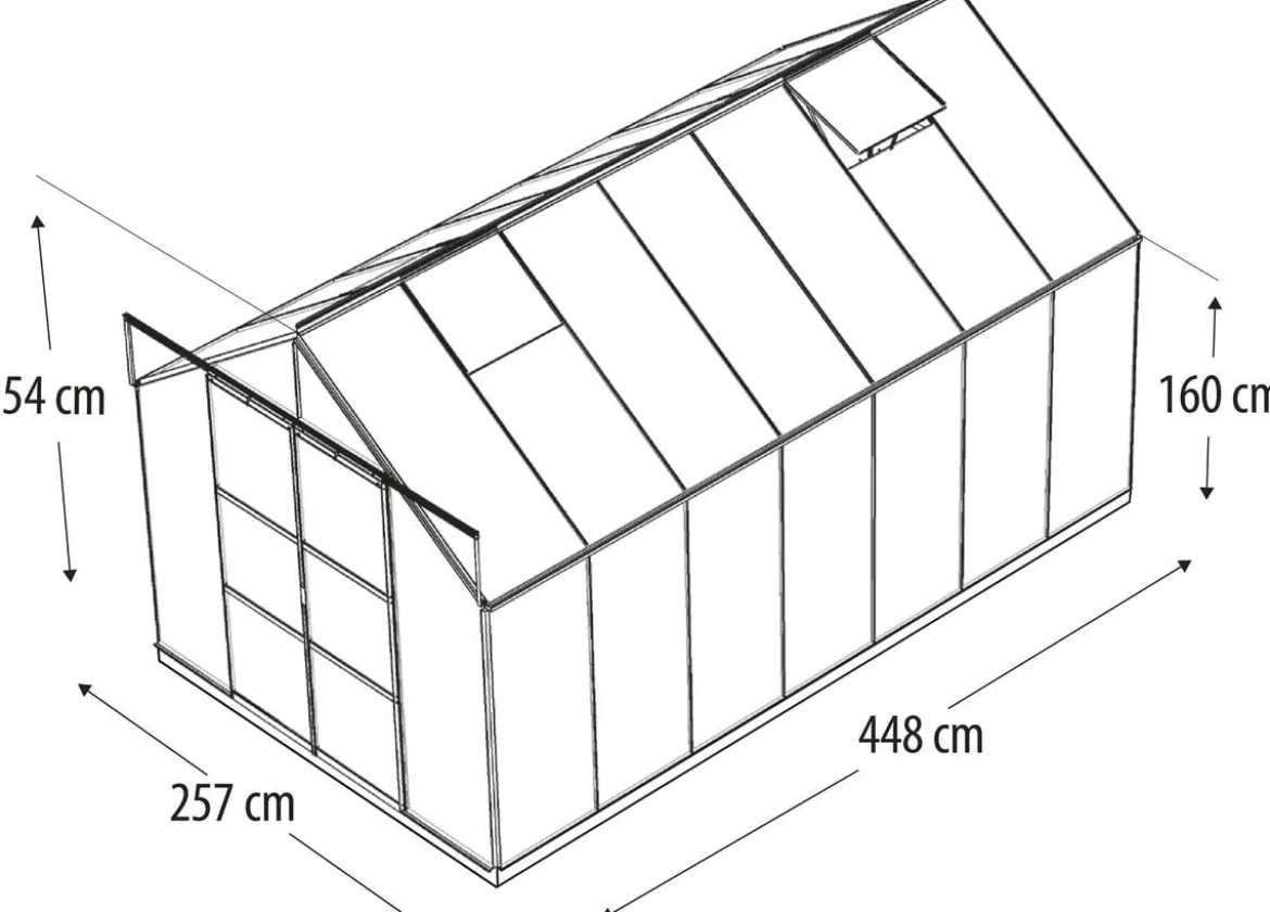 Vitavia Gewächshaus Phönix 11500 HKP, inkl. Stahlfundamentrahmen, ca. B257/H254/T448 cm