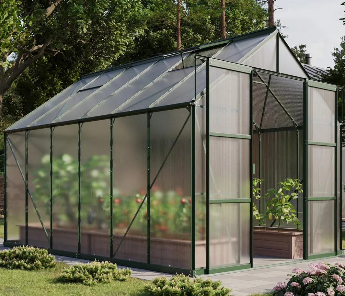 Vitavia Gewächshaus Phönix 9900 HKP, inkl. Stahlfundamentrahmen, ca. B257/H254/T386 cm