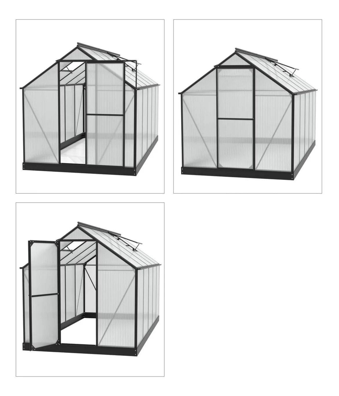 Vitavia Gewächshaus Pluto 7500 HKP, inkl. Stahlfundamentrahmen, ca. B198/H208/T377 cm