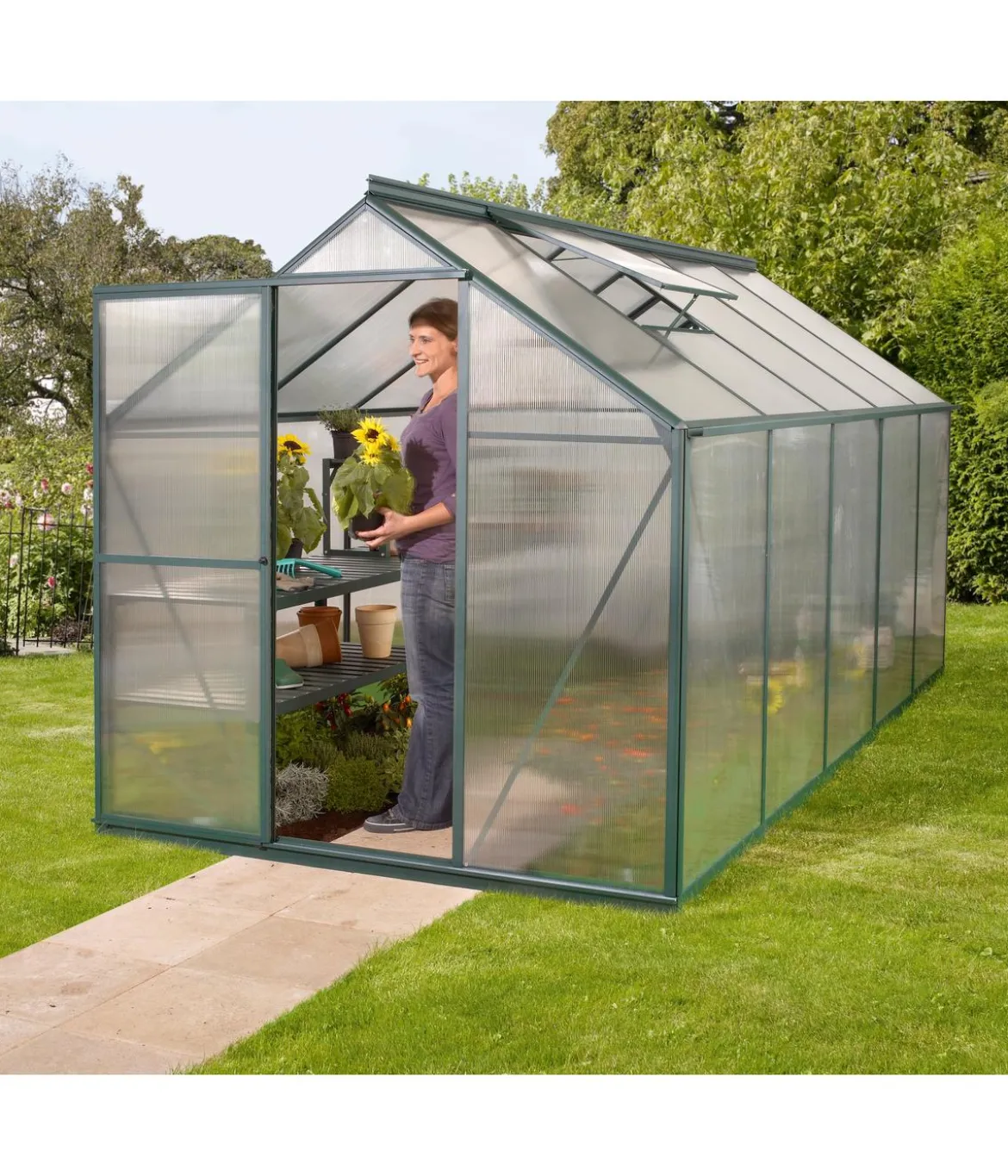 Vitavia Gewächshaus Pluto 7500 HKP, inkl. Stahlfundamentrahmen, ca. B198/H208/T377 cm