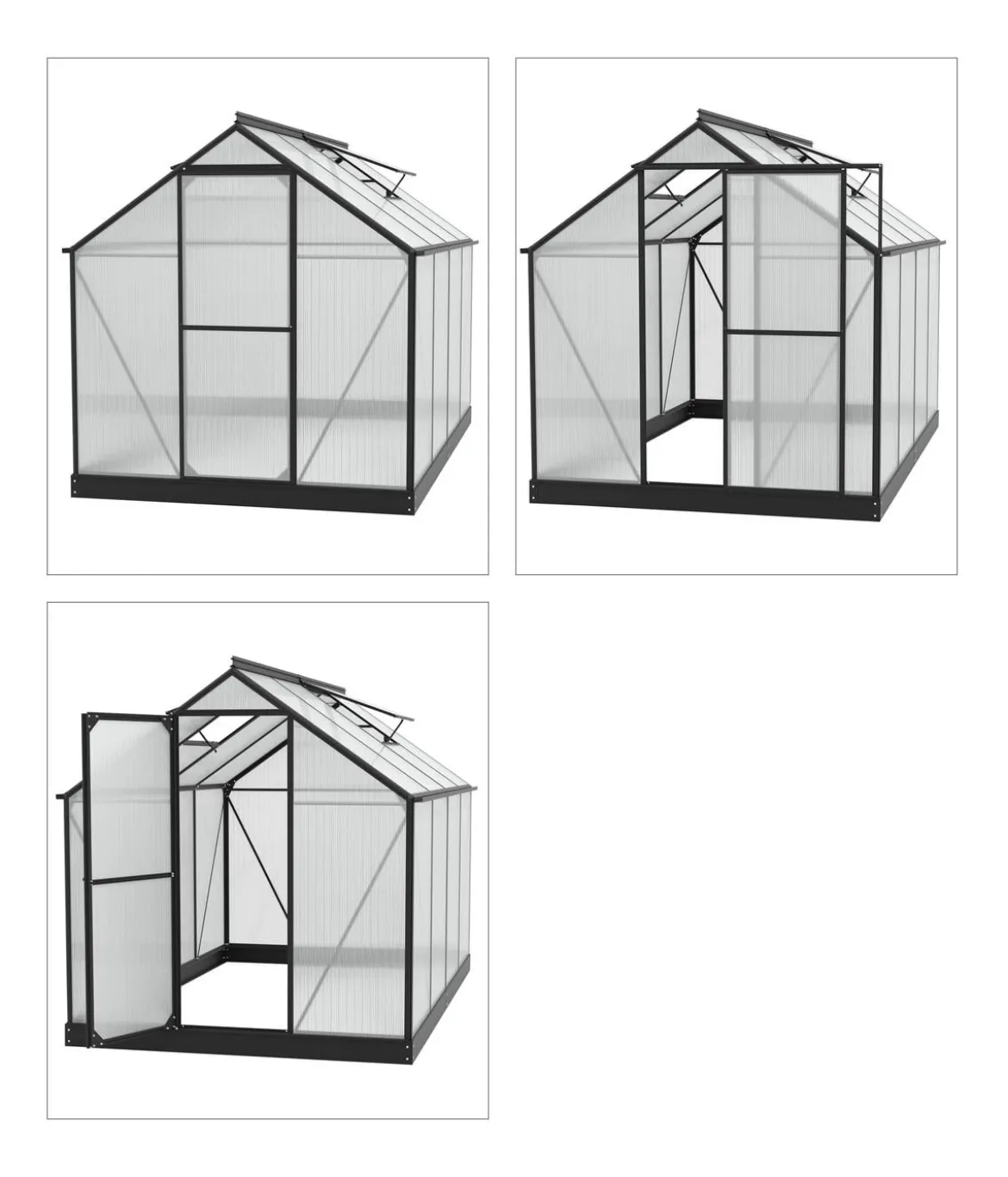 Vitavia Gewächshaus Pluto 6000 HKP, inkl. Stahlfundamentrahmen, ca. B198/H208/T304 cm