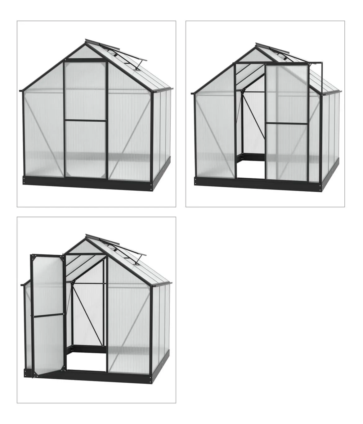 Vitavia Gewächshaus Pluto 4600 HKP, inkl. Stahlfundamentrahmen, ca. B198/H208/T229 cm