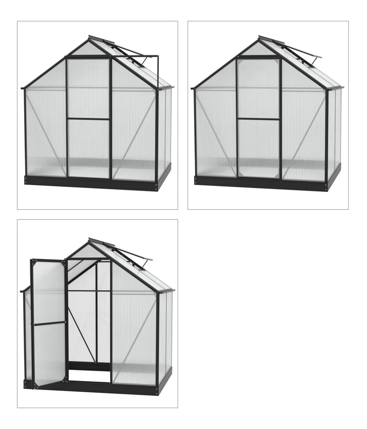 Vitavia Gewächshaus Pluto 3100 HKP, inkl. Stahlfundamentrahmen, ca. B198/H208/T155 cm