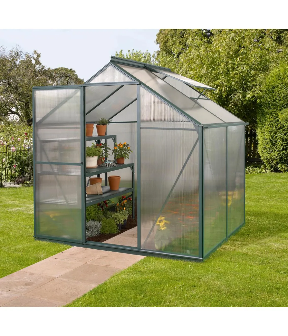 Vitavia Gewächshaus Pluto 3100 HKP, inkl. Stahlfundamentrahmen, ca. B198/H208/T155 cm