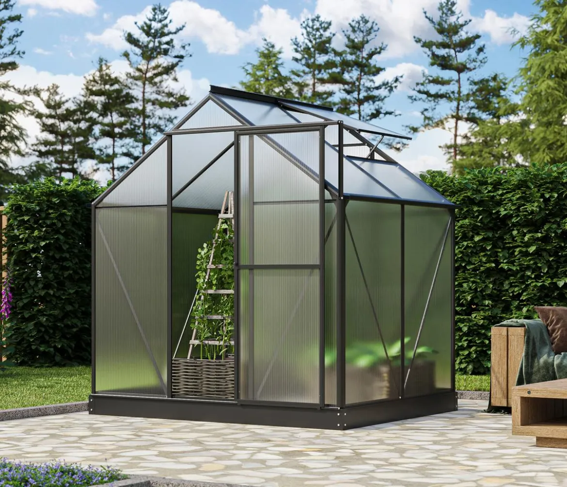 Vitavia Gewächshaus Pluto 3100 HKP, inkl. Stahlfundamentrahmen, ca. B198/H208/T155 cm