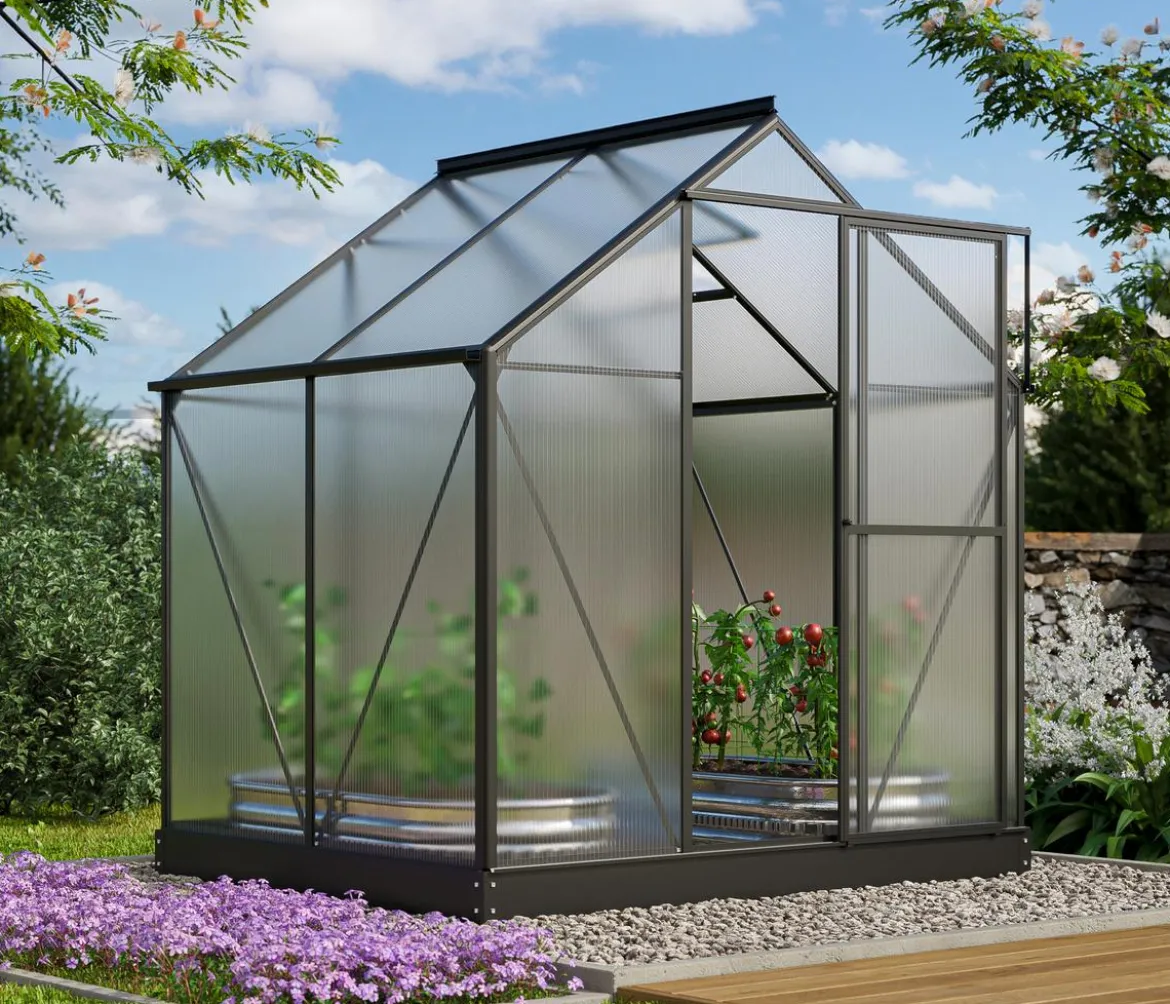 Vitavia Gewächshaus Pluto 3100 HKP, inkl. Stahlfundamentrahmen, ca. B198/H208/T155 cm