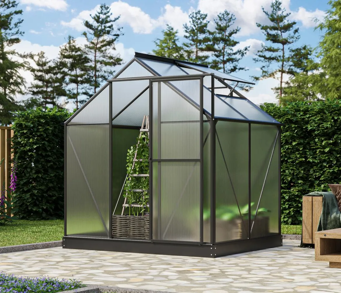 Vitavia Gewächshaus Pluto 3100 HKP, inkl. Stahlfundamentrahmen, ca. B198/H208/T155 cm