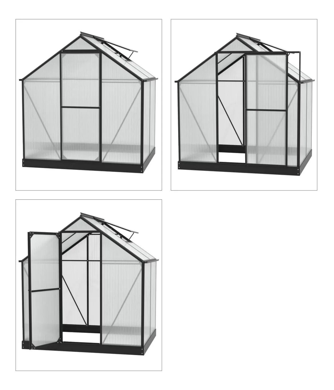 Vitavia Gewächshaus Pluto 3100 HKP, inkl. Stahlfundamentrahmen, ca. B198/H208/T155 cm