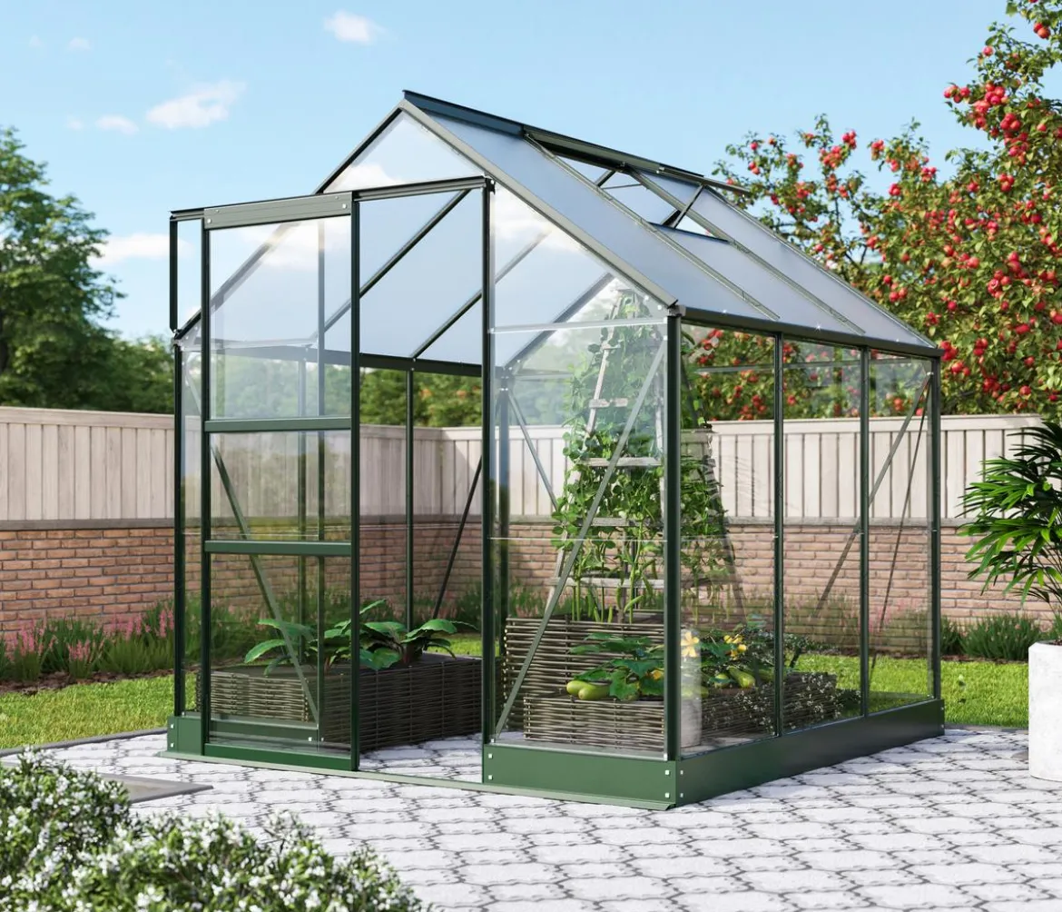 Vitavia Gewächshaus Pontos 3800, ESG/HKP 6 mm, inkl. Stahlfundamentrahmen