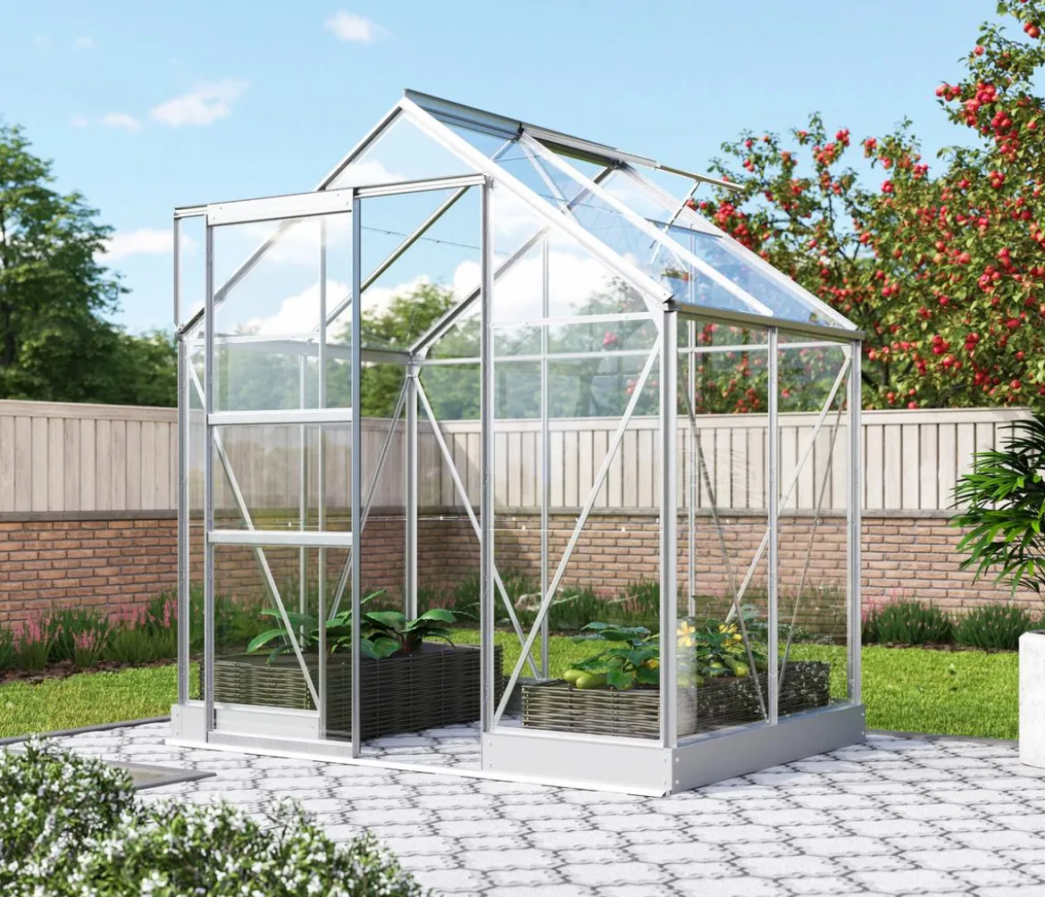 Vitavia Gewächshaus Pontos 2500, ESG, inkl. Stahlfundamentrahmen, ca. B195/H207/T137 cm