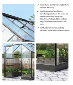 Vitavia Gewächshaus Pontos 3800 ESG/NSG, inkl. Stahlfundamentrahmen, ca. B195/H207/T199 cm