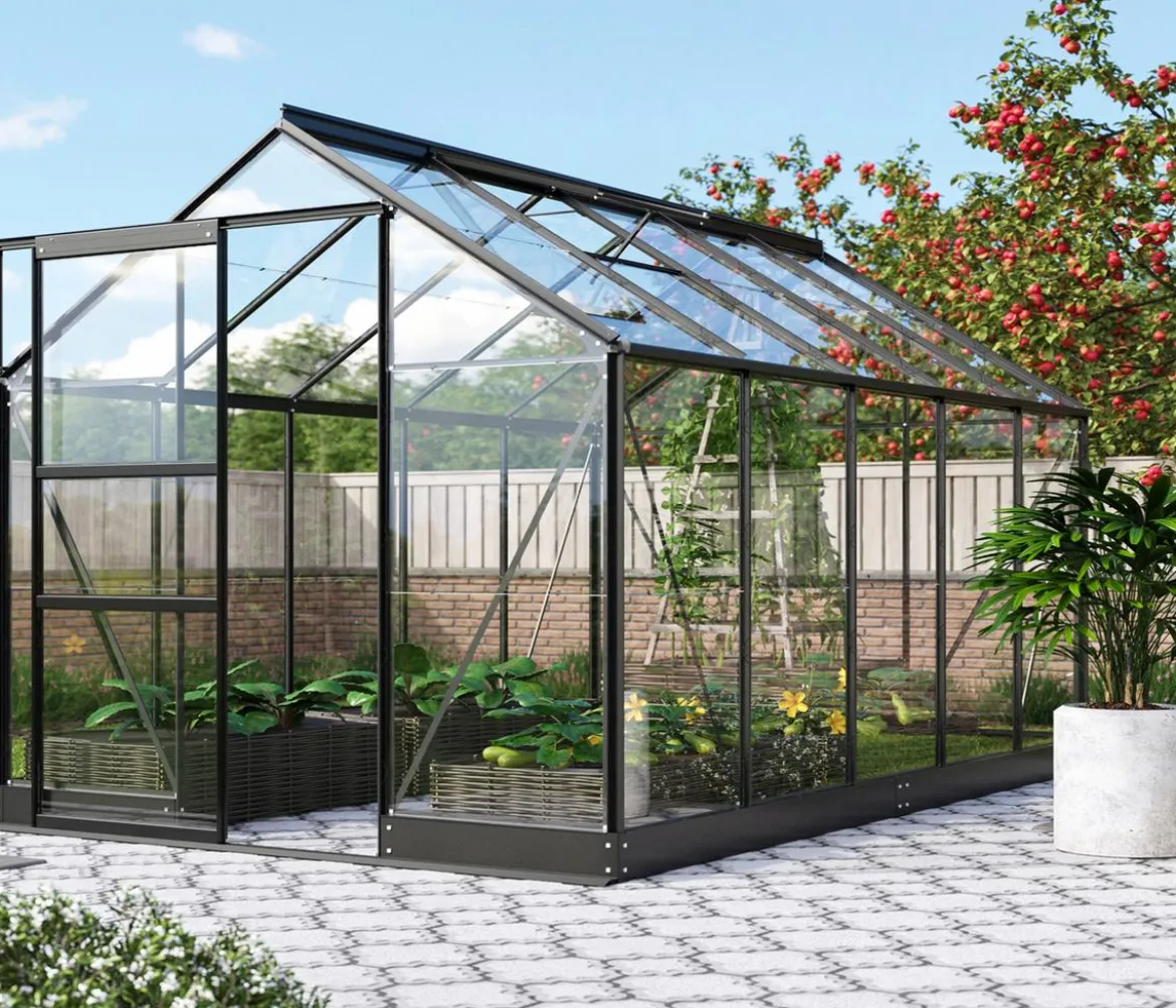 Vitavia Gewächshaus Pontos 6200, ESG, inkl. Stahlfundamentrahmen, ca. B195/H207/T324 cm