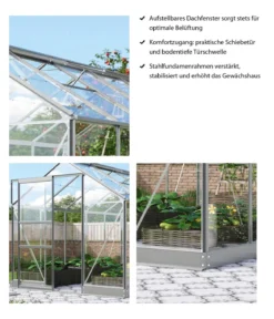 Vitavia Gewächshaus Pontos 6200, ESG, inkl. Stahlfundamentrahmen, ca. B195/H207/T324 cm