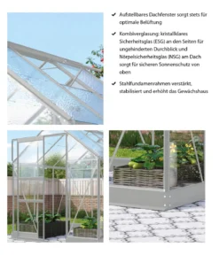 Vitavia Gewächshaus Pontos 6200, ESG/NSG, inkl. Stahlfundamentrahmen, ca. B195/H207/T324 cm