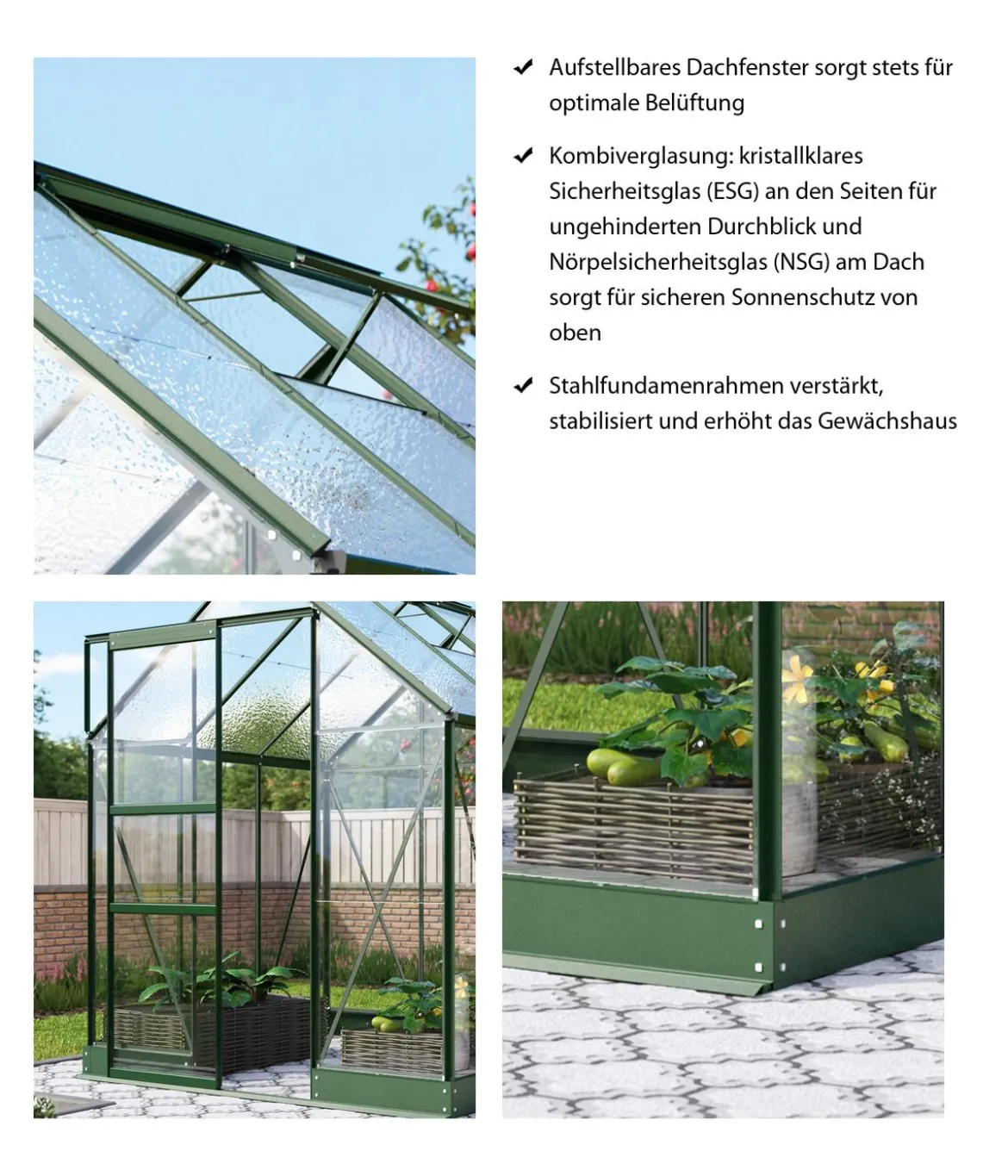 Vitavia Gewächshaus Pontos 5000, ESG/NSG, inkl. Stahlfundamentrahmen, ca. B195/H207/T261 cm