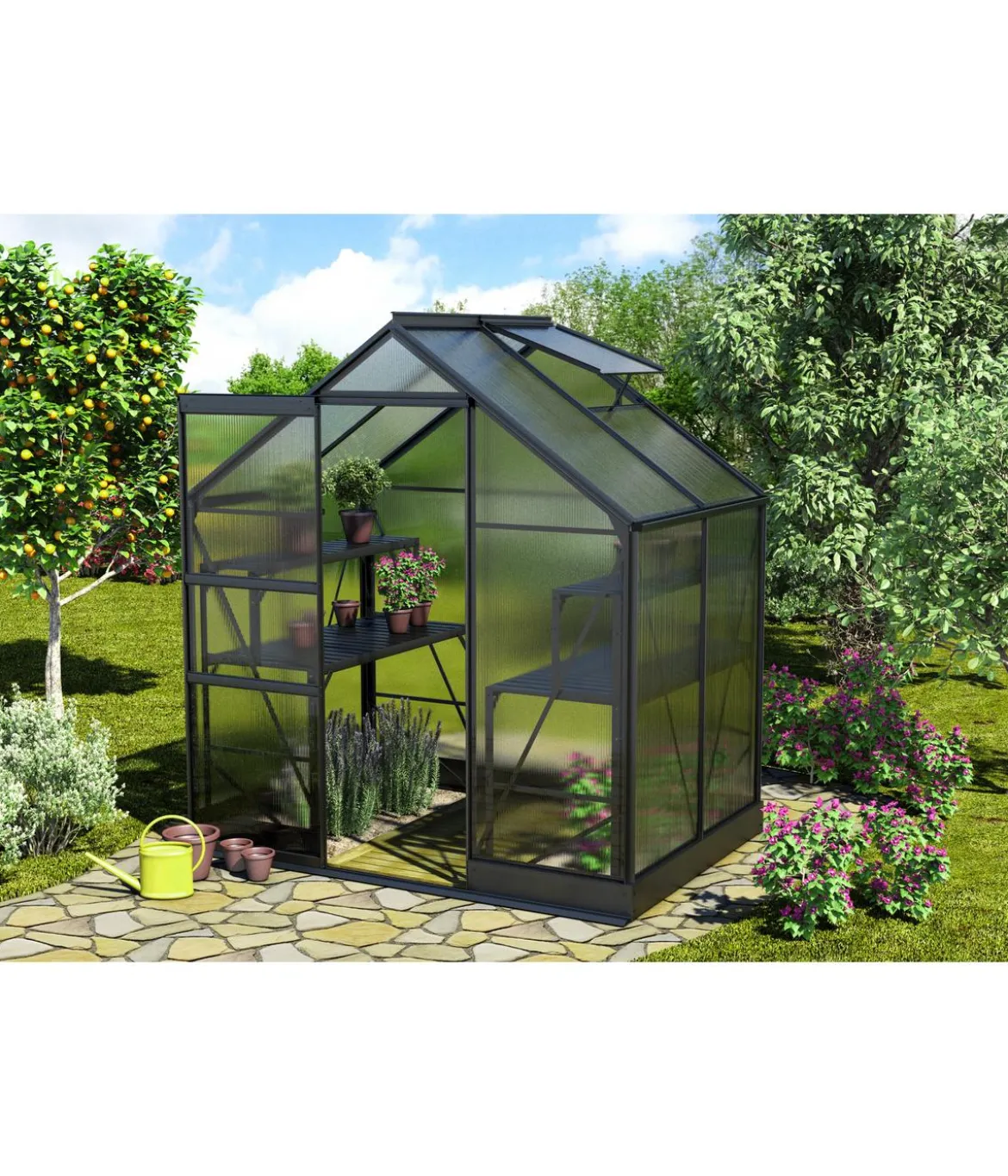 Vitavia Gewächshaus Pontos 2500 HKP, inkl. Stahlfundamentrahmen, ca. B195/H207/T137 cm