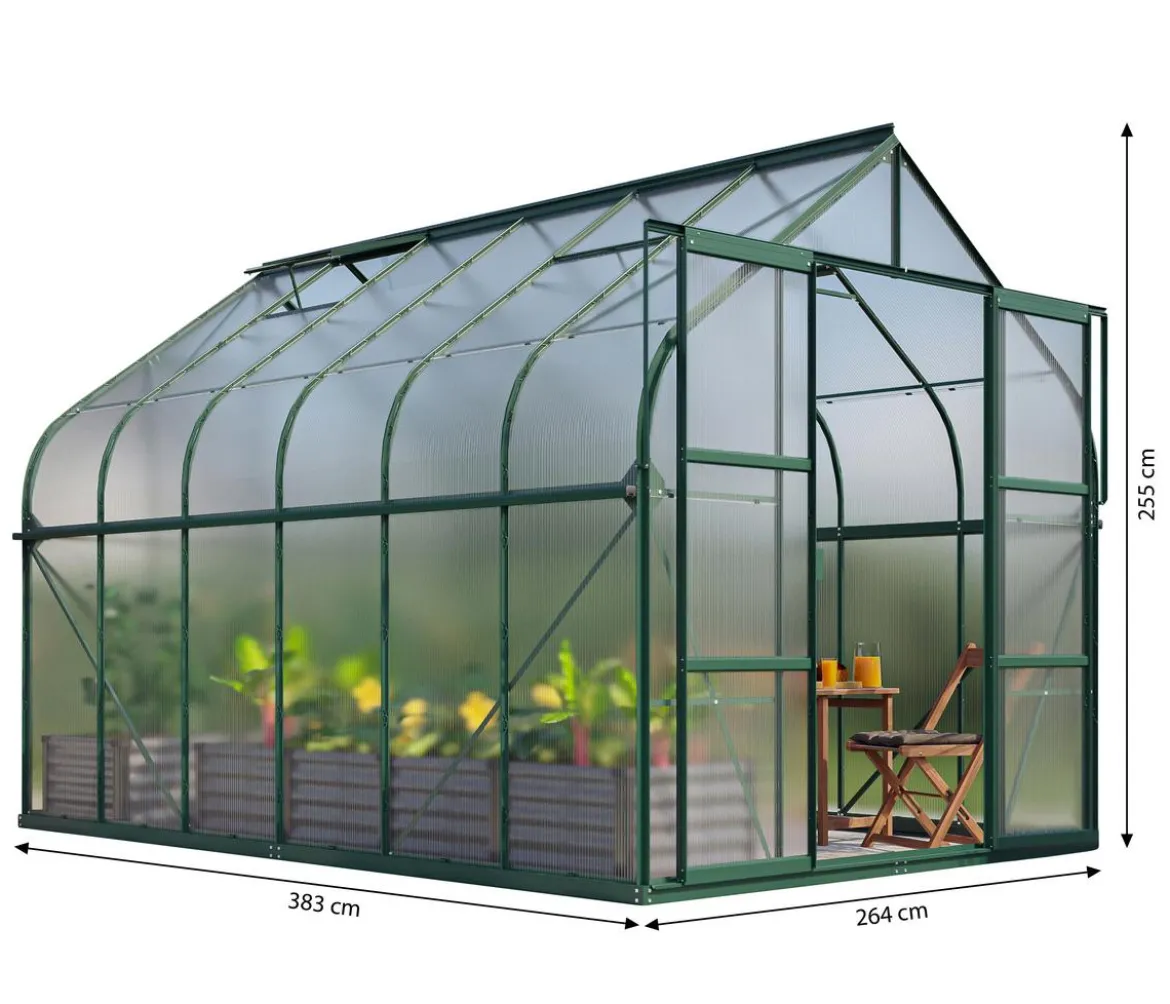 Vitavia Gewächshaus Saturn 9900 HKP, inkl. Stahlfundamentrahmen, ca. B264/H255/T383 cm