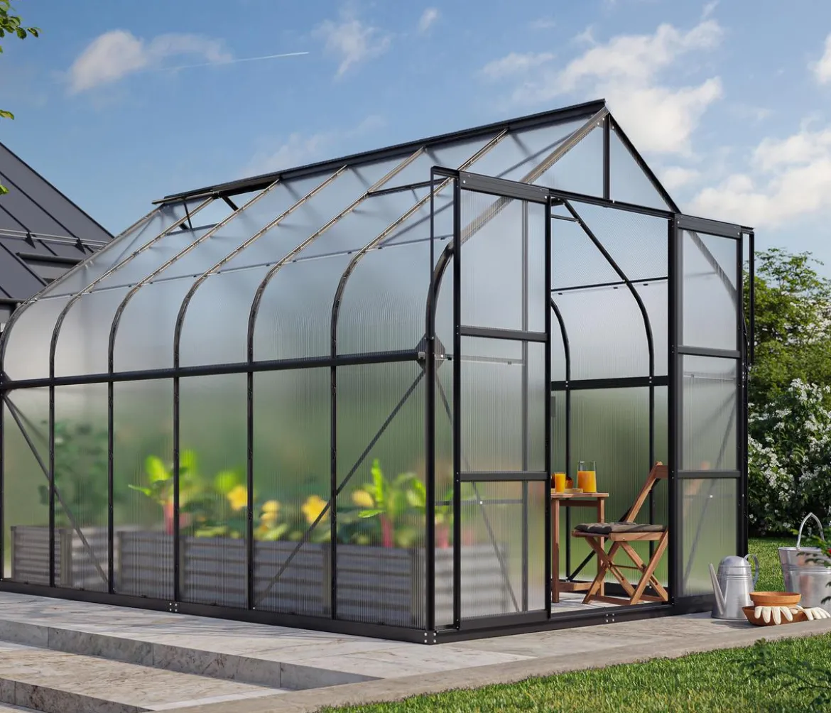 Vitavia Gewächshaus Saturn 9900 HKP, inkl. Stahlfundamentrahmen, ca. B264/H255/T383 cm