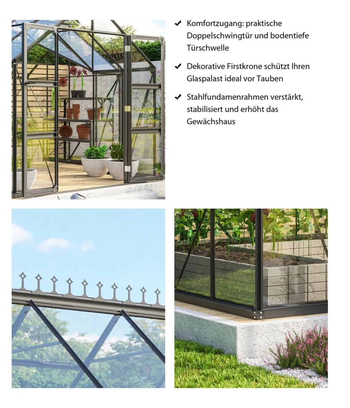 Vitavia Gewächshaus Stellar, ESG, inkl. Stahlfundamentrahmen