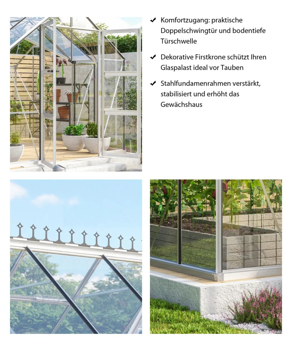 Vitavia Gewächshaus Stellar, ESG, inkl. Stahlfundamentrahmen