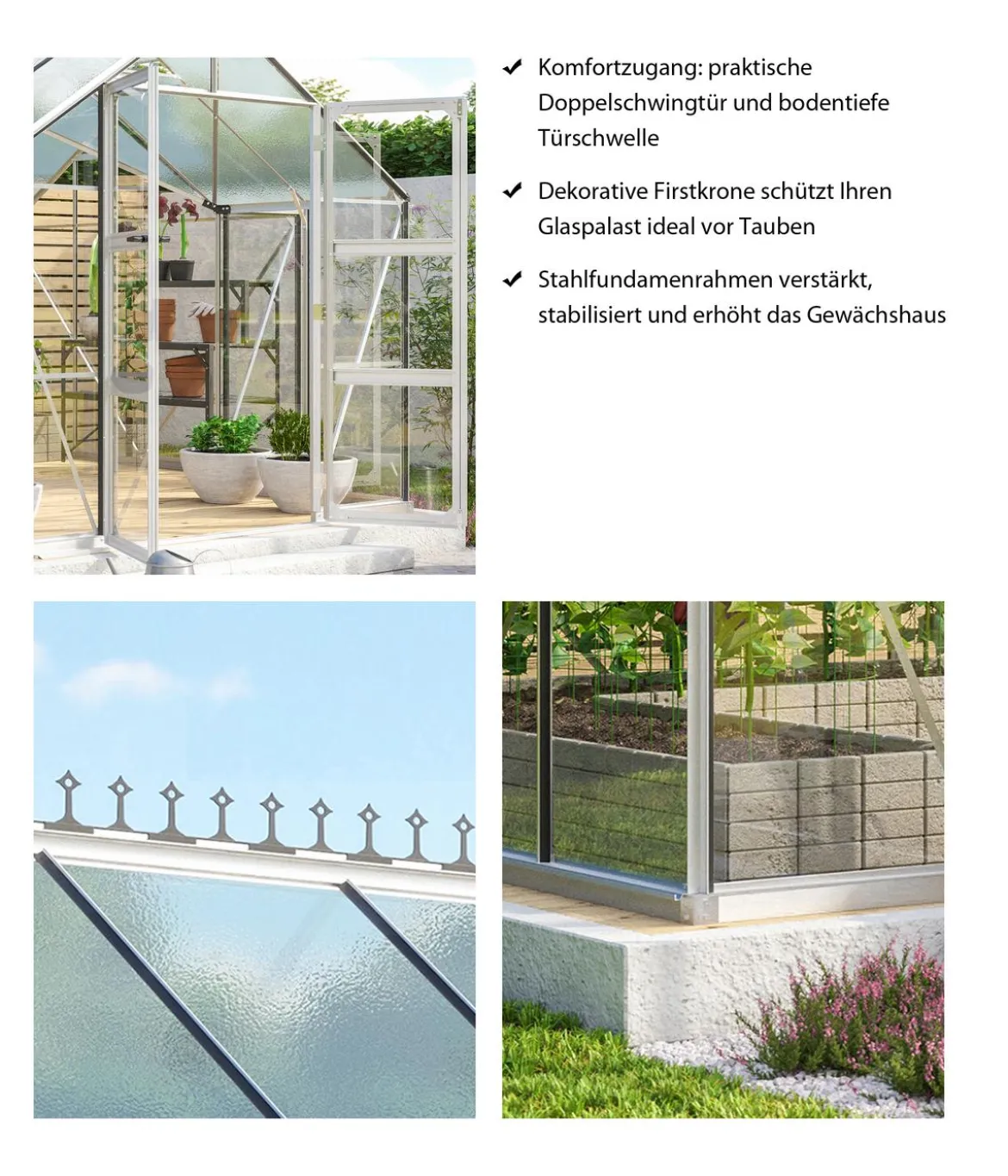 Vitavia Gewächshaus Stellar, ESG/NSG, inkl. Stahlfundamentrahmen