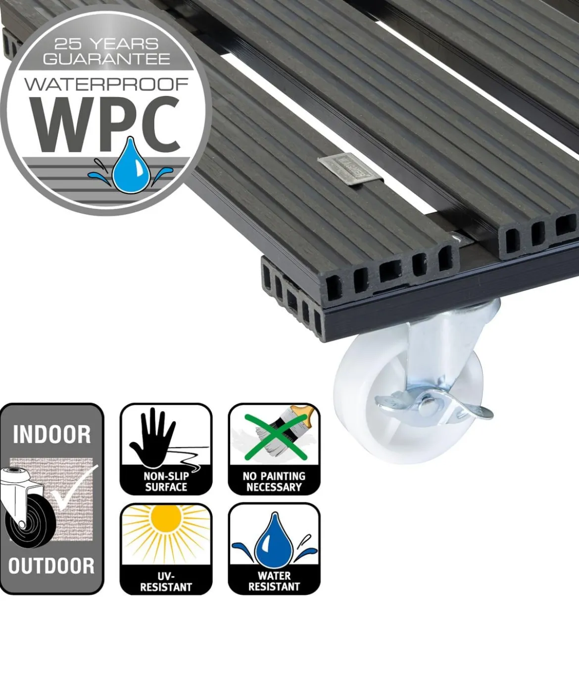 Wagner WPC-Pflanzenroller, anthrazit, ca. B38/H11/T38 cm