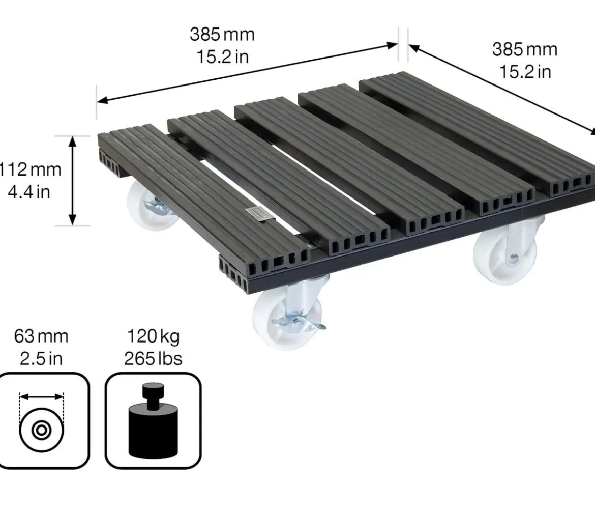 Wagner WPC-Pflanzenroller, anthrazit, ca. B38/H11/T38 cm
