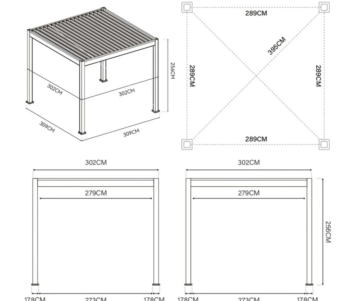 Weide Classic Pergola Alu-Stahl, ca. B300/H255/T300 cm