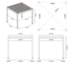 Weide Classic Pergola Alu-Stahl, ca. B300/H255/T300 cm