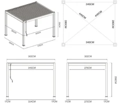 Weide Classic Pergola 3x3,6 Alu-Stahl, ca. B360/H255/T300 cm