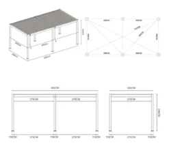 Weide Deluxe Pergola Voll-Alu, ca. B600/H255/T300 cm