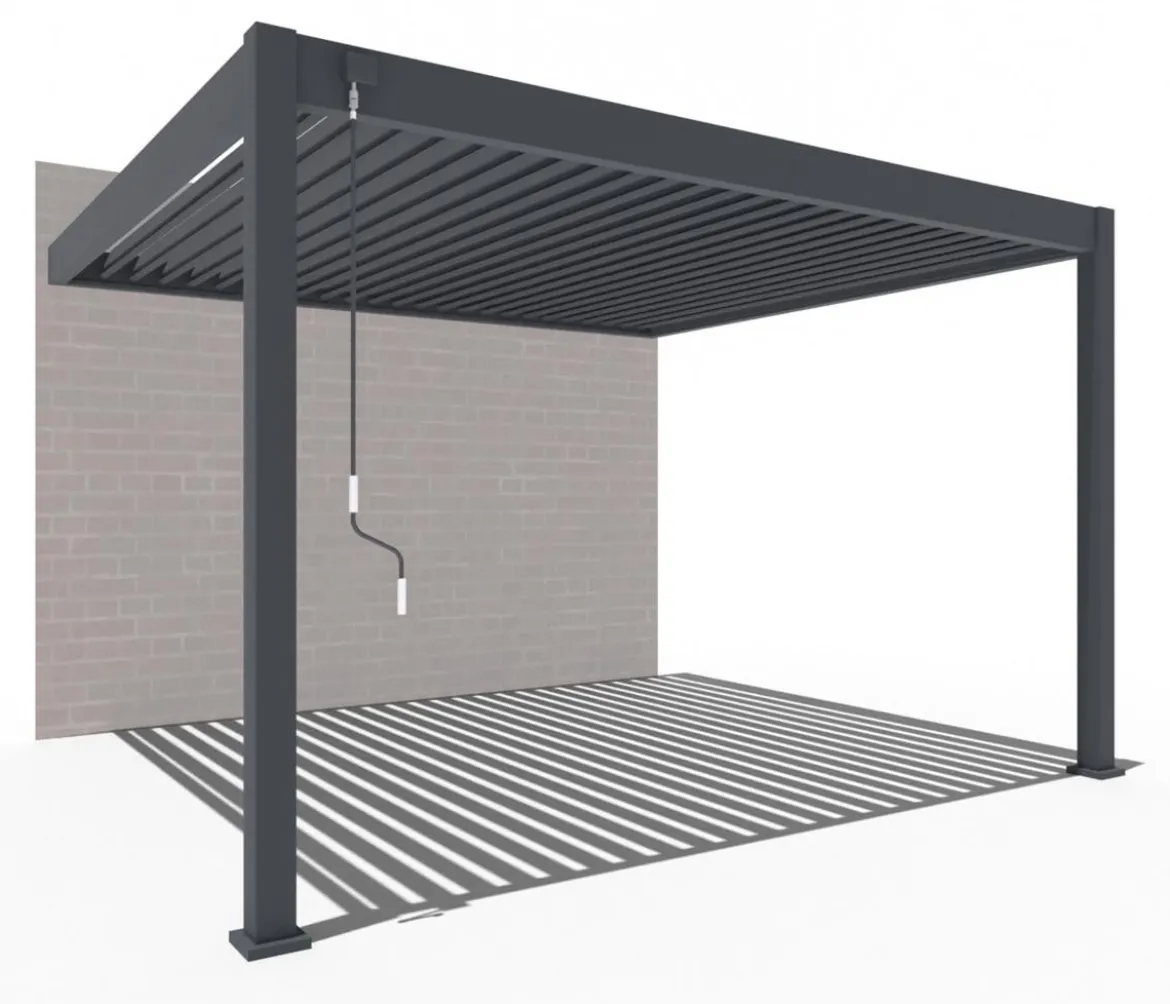 Weide Deluxe Wandpergola 3,6x4 Voll-Alu, ca. B400/H255/T360 cm