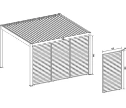 Weide Horizontales Seitenwand-Paneel, Holzoptik, verstellbare Lamellen, ca. B123/H236 cm