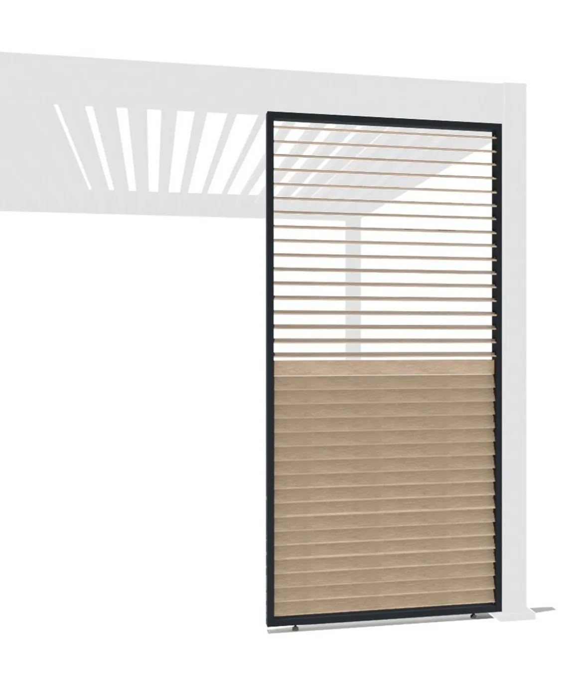 Weide Horizontales Seitenwand-Paneel, Holzoptik, verstellbare Lamellen, ca. B123/H236 cm