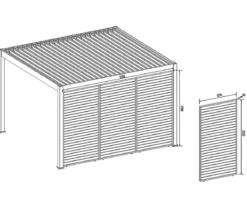 Weide Horizontales Seitenwand-Paneel, Holzoptik, verstellbare Lamellen, ca. B123/H236 cm