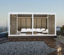 Weide Horizontales Seitenwand-Paneel, Holzoptik, verstellbare Lamellen, ca. B123/H236 cm