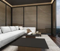 Weide Horizontales Seitenwand-Paneel, Holzoptik, verstellbare Lamellen, ca. B123/H236 cm
